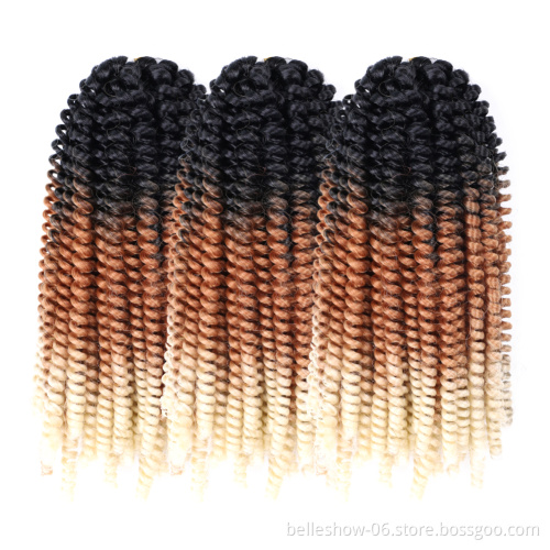 Hot sell  8-12 inches pre twisted ombre color spring twists  curly crochet braid hair spring twist hair